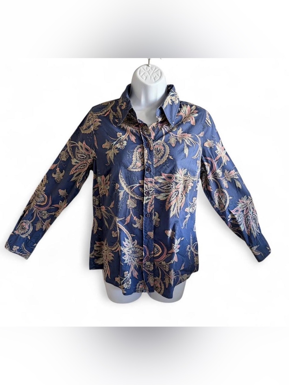 Coldwater Creek Navy Paisley Print Top - Picture 2 of 6
